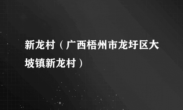 新龙村(广西梧州市龙圩区大坡镇新龙村)