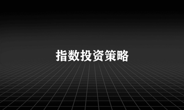 指数投资策略