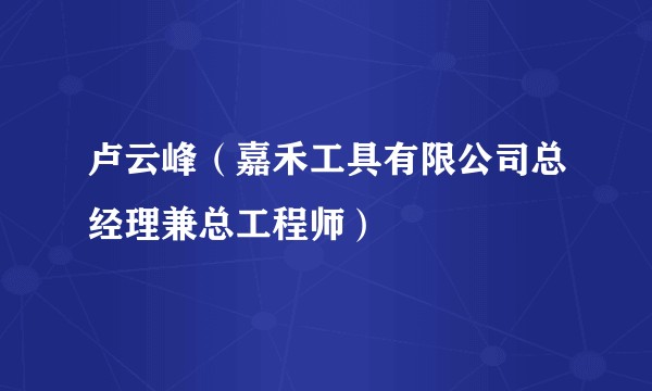 卢云峰（嘉禾工具有限公司总经理兼总工程师）