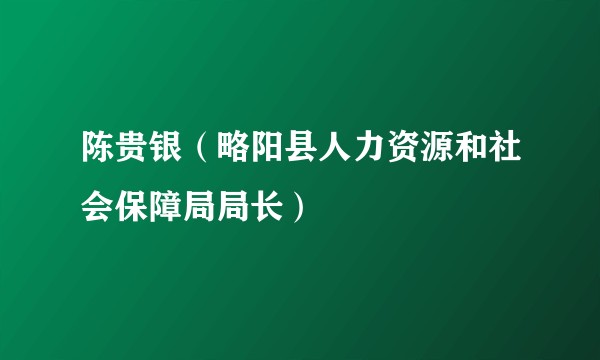 陈贵银(略阳县人力资源和社会保障局局长)