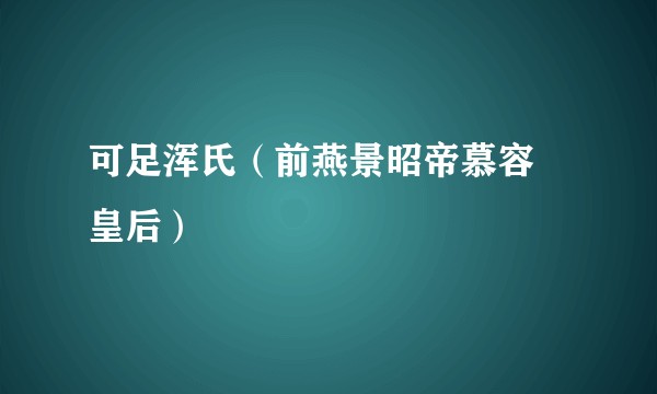 可足浑氏（前燕景昭帝慕容儁皇后）