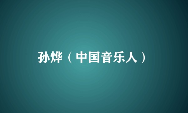 孙烨(中国音乐人)