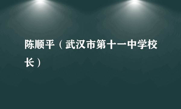 陈顺平（武汉市第十一中学校长）