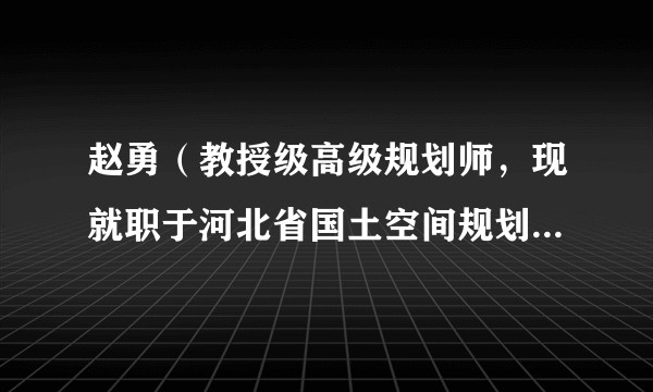 赵勇（教授级高级规划师，现就职于河北省国土空间规划编制研究中心）