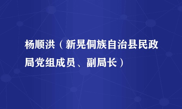 杨顺洪（新晃侗族自治县民政局党组成员、副局长）