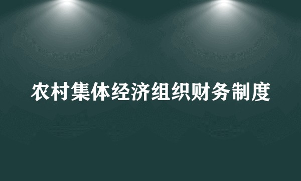 农村集体经济组织财务制度