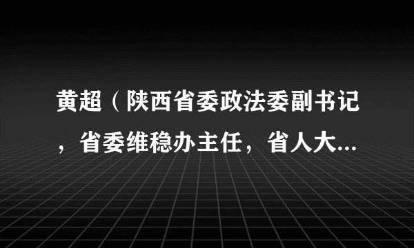 黄超（陕西省委政法委副书记，省委维稳办主任，省人大监察和司法委员会主任委员、常委会监察和司法工作委员会主任）