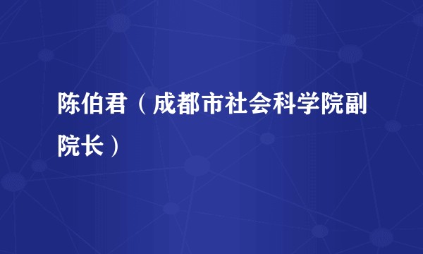 陈伯君（成都市社会科学院副院长）