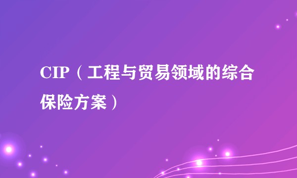 CIP（工程与贸易领域的综合保险方案）