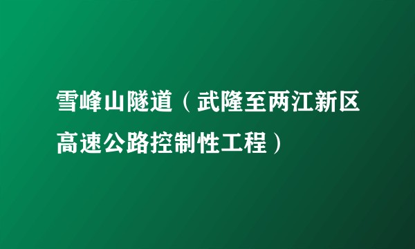雪峰山隧道（武隆至两江新区高速公路控制性工程）