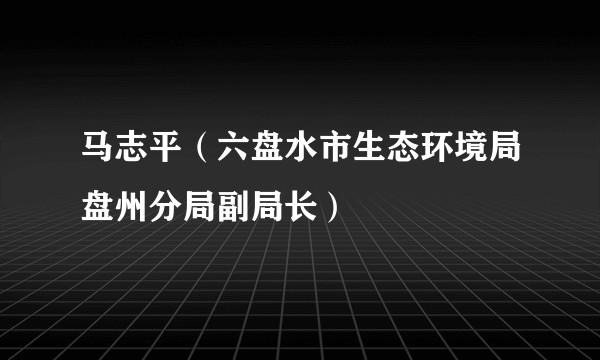 马志平（六盘水市生态环境局盘州分局副局长）