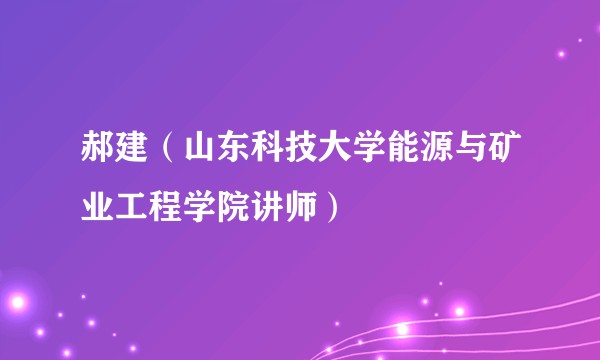 郝建（山东科技大学能源与矿业工程学院讲师）
