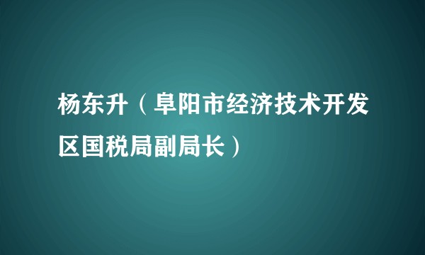 杨东升（阜阳市经济技术开发区国税局副局长）
