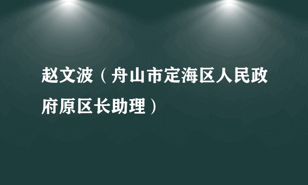 赵文波（舟山市定海区人民政府原区长助理）