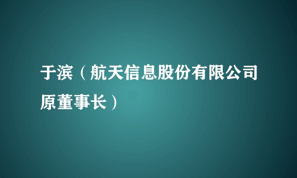 于滨(航天信息股份有限公司原董事长)