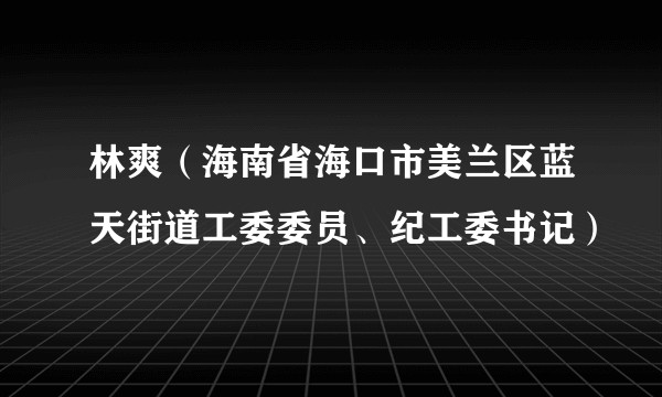 林爽（海南省海口市美兰区蓝天街道工委委员、纪工委书记）