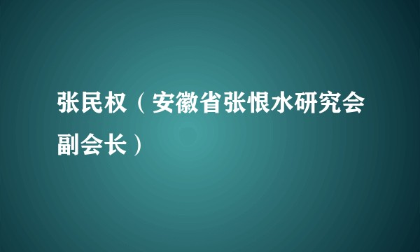 张民权（安徽省张恨水研究会副会长）