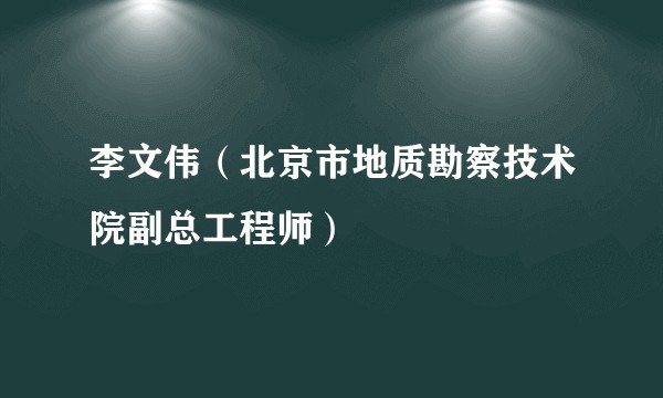 李文伟（北京市地质勘察技术院副总工程师）