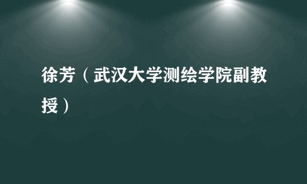 徐芳（武汉大学测绘学院副教授）