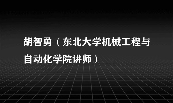 胡智勇（东北大学机械工程与自动化学院讲师）
