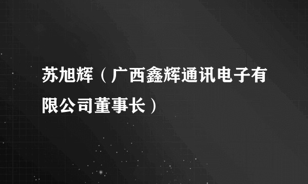 苏旭辉（广西鑫辉通讯电子有限公司董事长）