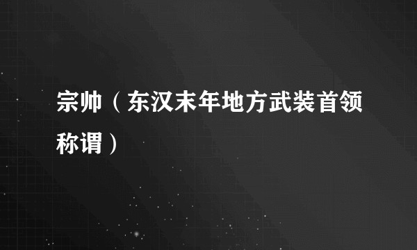 宗帅（东汉末年地方武装首领称谓）