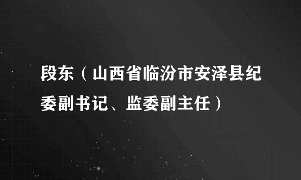 段东(山西省临汾市安泽县纪委副书记、监委副主任)