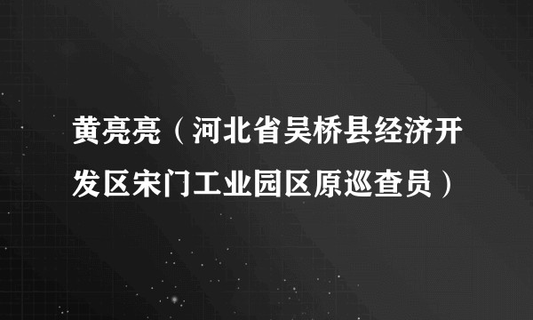 黄亮亮(河北省吴桥县经济开发区宋门工业园区原巡查员)
