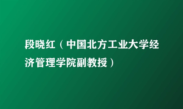 段晓红（中国北方工业大学经济管理学院副教授）