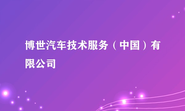 博世汽车技术服务（中国）有限公司