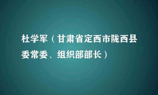 杜学军（甘肃省定西市陇西县委常委、组织部部长）