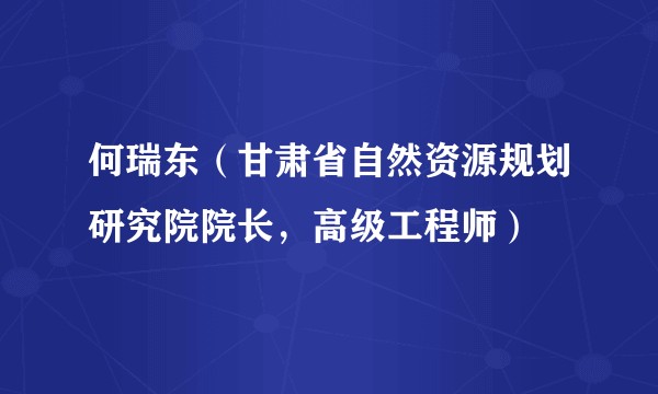 何瑞东（甘肃省自然资源规划研究院院长，高级工程师）