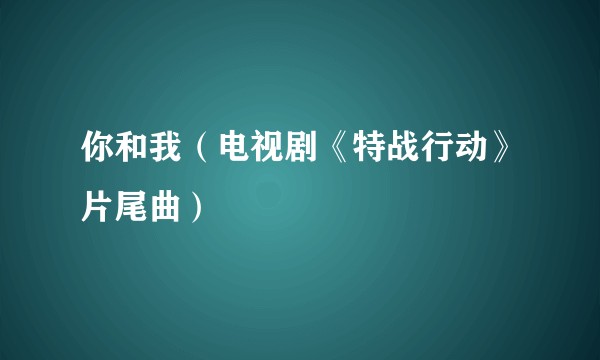 你和我（电视剧《特战行动》片尾曲）