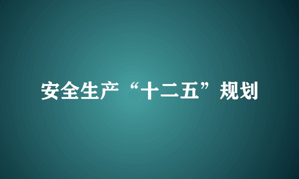 安全生产“十二五”规划