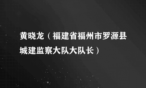 黄晓龙(福建省福州市罗源县城建监察大队大队长)