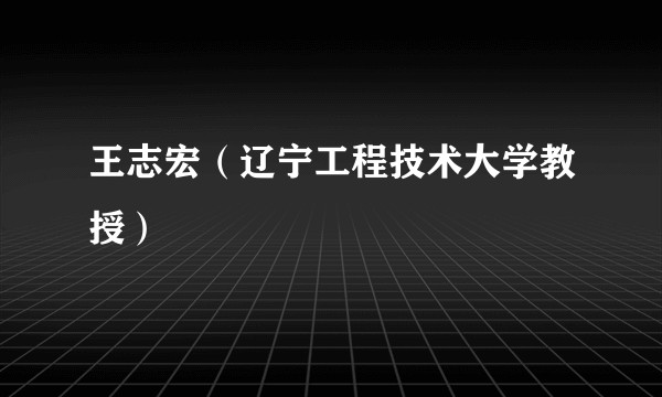 王志宏（辽宁工程技术大学教授）