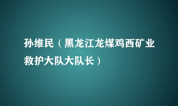 孙维民(黑龙江龙煤鸡西矿业救护大队大队长)