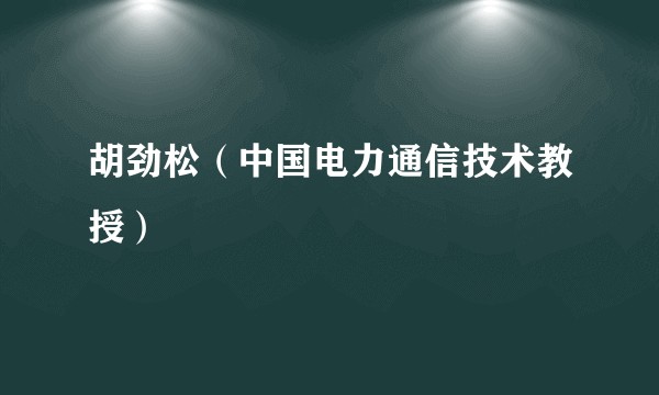 胡劲松(中国电力通信技术教授)