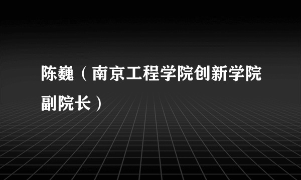 陈巍(南京工程学院创新学院副院长)