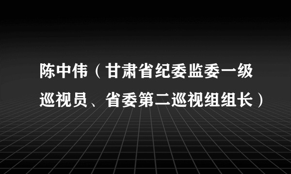 陈中伟（甘肃省纪委监委一级巡视员、省委第二巡视组组长）