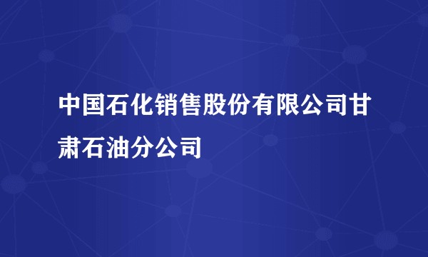 中国石化销售股份有限公司甘肃石油分公司