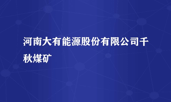 河南大有能源股份有限公司千秋煤矿