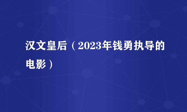 汉文皇后（2023年钱勇执导的电影）