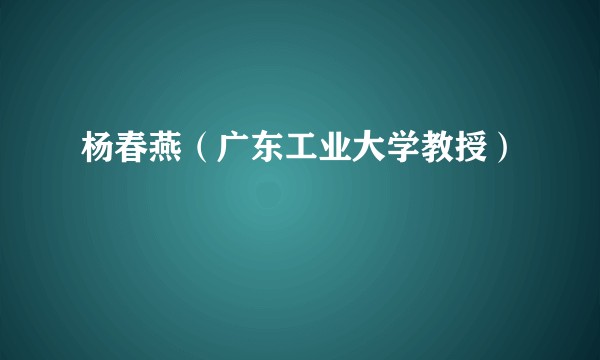 杨春燕（广东工业大学教授）