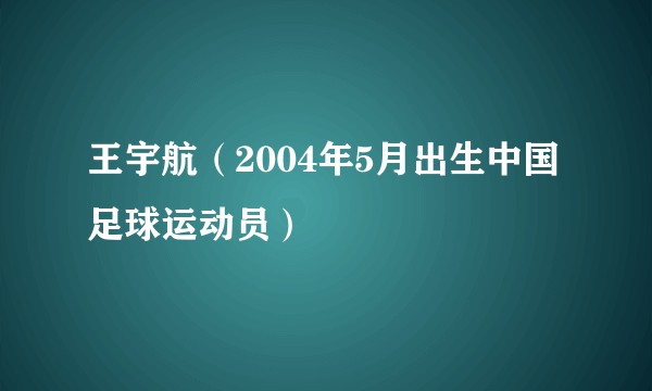 王宇航（2004年5月出生中国足球运动员）