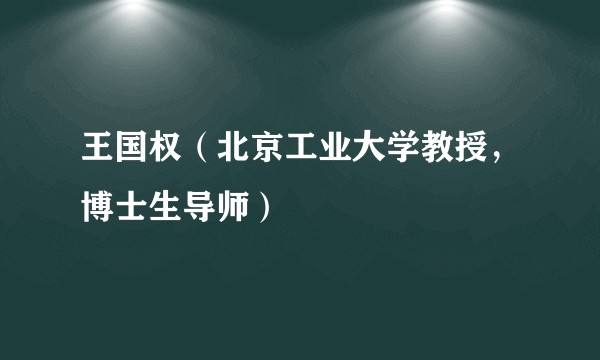 王国权（北京工业大学教授，博士生导师）