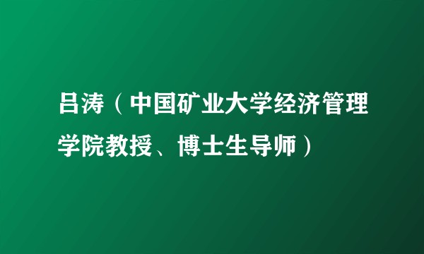 吕涛（中国矿业大学经济管理学院教授、博士生导师）