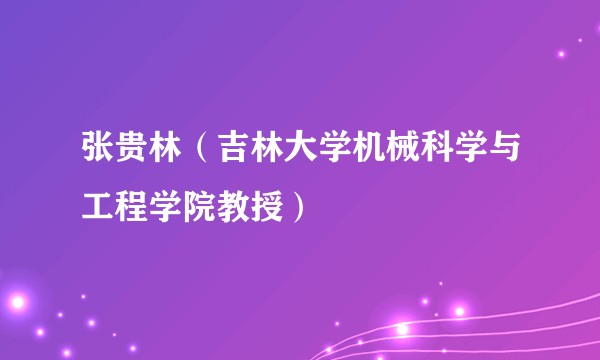 张贵林（吉林大学机械科学与工程学院教授）