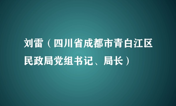 刘雷（四川省成都市青白江区民政局党组书记、局长）