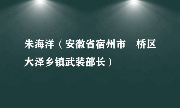 朱海洋（安徽省宿州市埇桥区大泽乡镇武装部长）